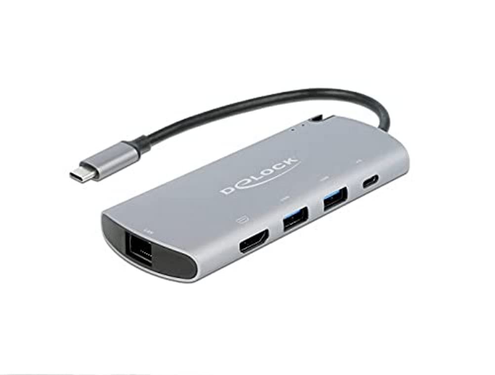 DELOCK 87767 replicatore di Porte e Docking Station per Notebook Cablato USB 3.2 Gen 1 (3.1 Gen 1) Type-C Grigio