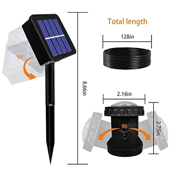 Solar Spot Lights Outdoor, LED Waterproof Pond Light Solar Spotlight Underwater Light Security Lighting Dark Sensing Auto On/Off Adjustable Lighting Angle, for Outdoor Lawn Fish Tank Pool (1 Pack)