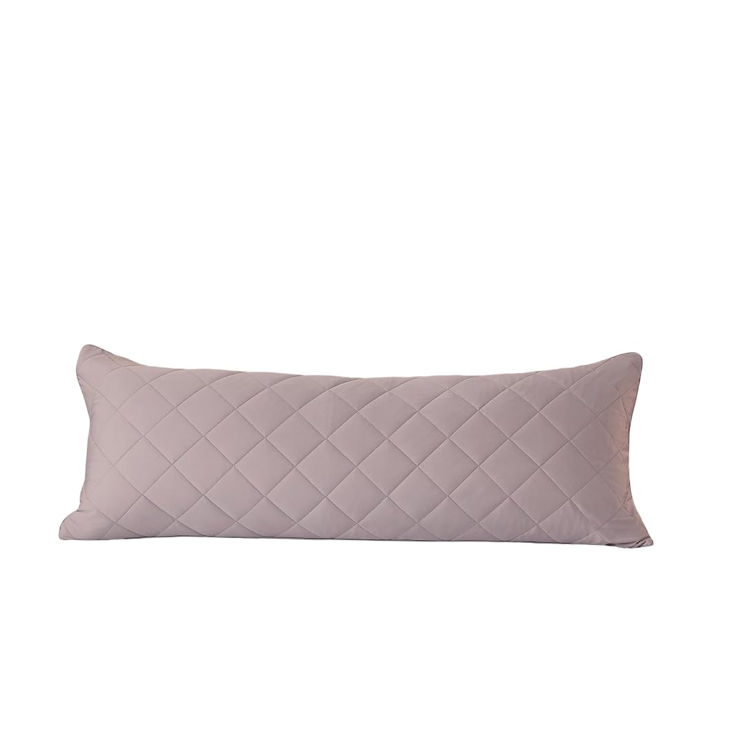 evoLive Cooling Body Pillow Cover 21" x 54", Soft Elastane Diamond Quilted Body Pillow Case with Zipper Closure, Breathable Long Pillow Cover (Grey,