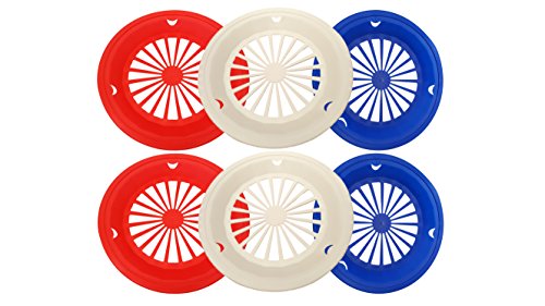Set of 6 Patriotic Reusable Plastic Paper Plate Holders for 9" Plates, Red White and Blue Patriotic Colors, Perfect for 4th of July, BBQ's, Parties, & Camping (6)