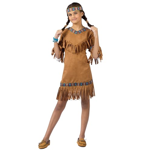 Fun World Native American Girls Costume, Medium 8-10, Brown