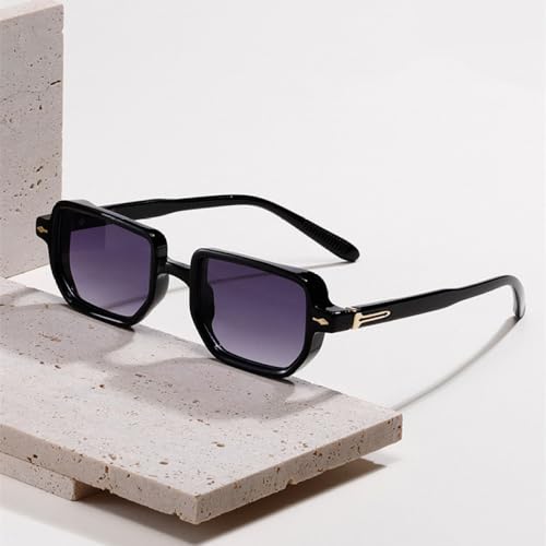 Retro Rectangle Rivets Men Punk Gradient Sunglasses Shades UV400 Fashion Olive Green Sun Glasses3