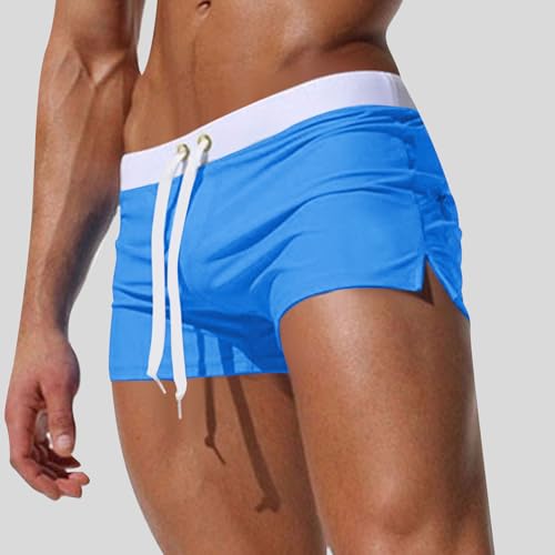 Men Soft Quick Dry Swim Trunks Without Mesh Liner, Fashion Cozy Solid Shorts, Drawstring Elastic Waist Beach Shorts2