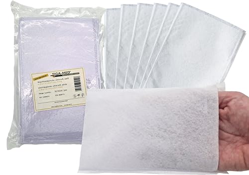 TIGA-MED Gants de toilette jetables Ultra doux non tissés – 100 pcs – Format 15×23 cm – Parfaits pour soins, bébé, camping, hygiène