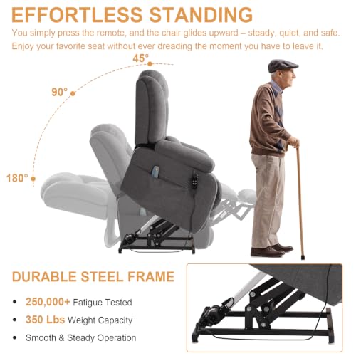 Image of Dual Motor Infinite Position Power Lift Recliner Chair for Elderly, Grey