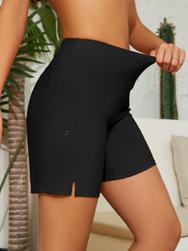 Women's High Waisted Swim Board Shorts with Pockets Quick Dry Beach Swimsuit Shorts for Women with Liner2