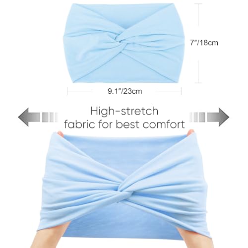 Image of DRESHOW 4 Pack Turban Headbands for Women Wide Vintage Head Wraps Knotted Cute Hair Band Accessories