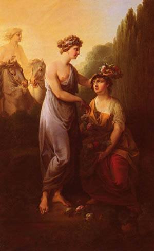Peinture à l'huile Flora and Ceres Christian August Lorentzen 36x48
