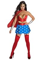 Secret Wishes Womens DC Comics Wonder Woman Corset Costume, Red/White/Blue, Small