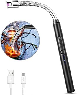 MOSUO Candle Lighter, Rechargeable Electric Arc Lighter Ignition Lighter with USB Cable, Windproof Flameless Electronic Lighters for Kitchen, Barbecue, Candles, Gas Stove, BBQ, Fireworks, (Black)