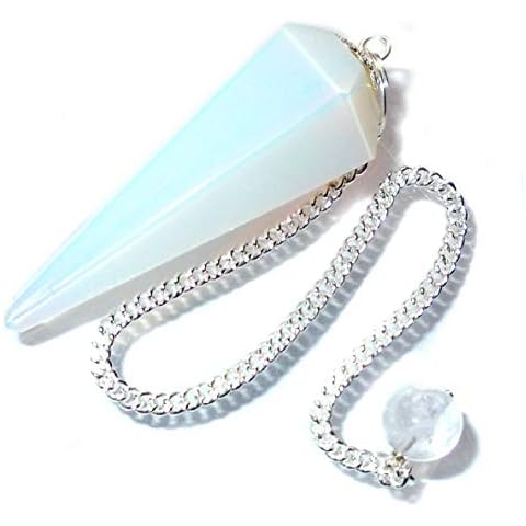 Green Cross Toad Opalite Point Crystal Dowsing Pendulum & Velvet Pouch Cover