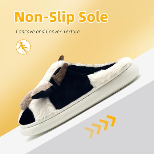 Cow Slippers for Women & Men - Plush Soft Non-Slip House Slipper, Winter Warm Fuzzy Shoes with Comfort Memory Foam3