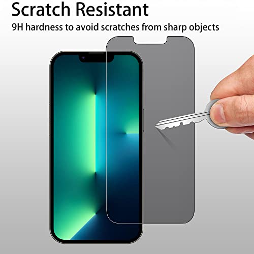 Image of 4youquality Privacy Screen Protector for iPhone 16e, iPhone 14, iPhone 13 & 13 Pro (6.1-Inch), Anti Spy Tempered Glass Film, 2-Pack, [LifetimeSupport][Anti-Spy][Impact-Resistant][Anti-Scratch]