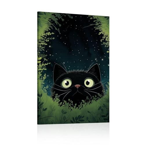 Affiche chat noir drôle YAJNILUCK peinture moderne 40x60cm cadre