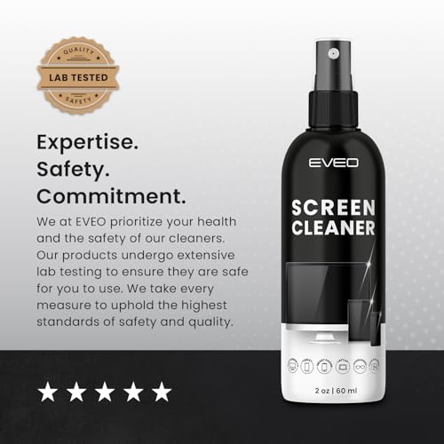 Screen Cleaner Spray and Wipe - TV screen cleaner spray and 2 Microfiber cloths, Computer Screen Cleaner, TV screen cleaner for Smart TV & Monitor, Laptop, MacBook, iPad and Electronic Devices - (2oz)