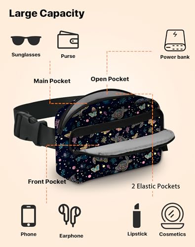 Image of Sea Turtles Fanny Pack Lightweight Belt Bag Fashion Waist Pouch | Waterproof, crossbody bags for women, sports, running, traveling, hiking