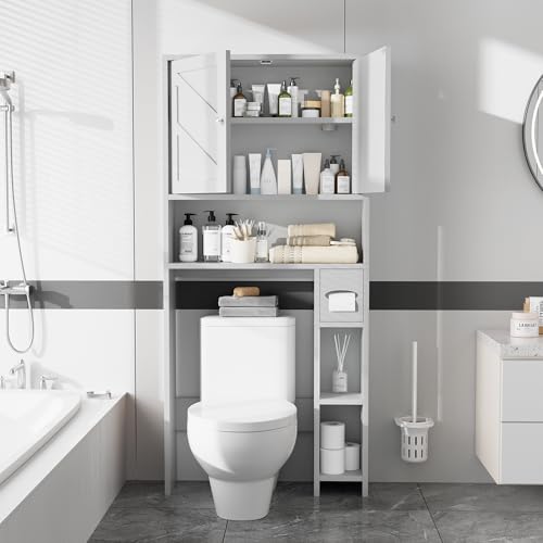 Bathroom-Storage-Cabinet-Over-Toilet-with-Toilet-Paper-Holder-Stand-Freestanding-Bathroom-Storage-Organizer-Cabinet-Space-Saver-WAdjustable-Shelf-White