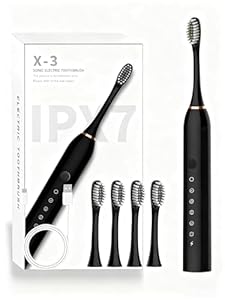 Sonic Electric Toothbrush 6 Modes & 4 Brush Heads, 2H Fast Charge & 30-Day Battery, IPX7 Waterproof with Smart Timer, Rechargeable Power Toothbrush for Adults & Travel