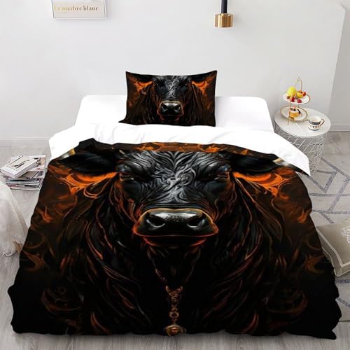 Housse de couette bison parure de lit animal 135x200cm microfibre - 2