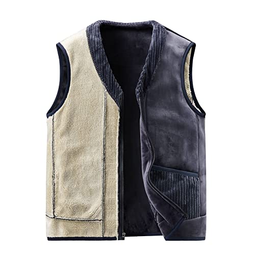 Dyguyth Men Winter Vests Outerwear,Sherpa Lined Lightweight Vest Outwear Zipper Slim Fit Waistcoat Warm Sleeveless Jacket Coats With Pocket Black Xl #TOP2