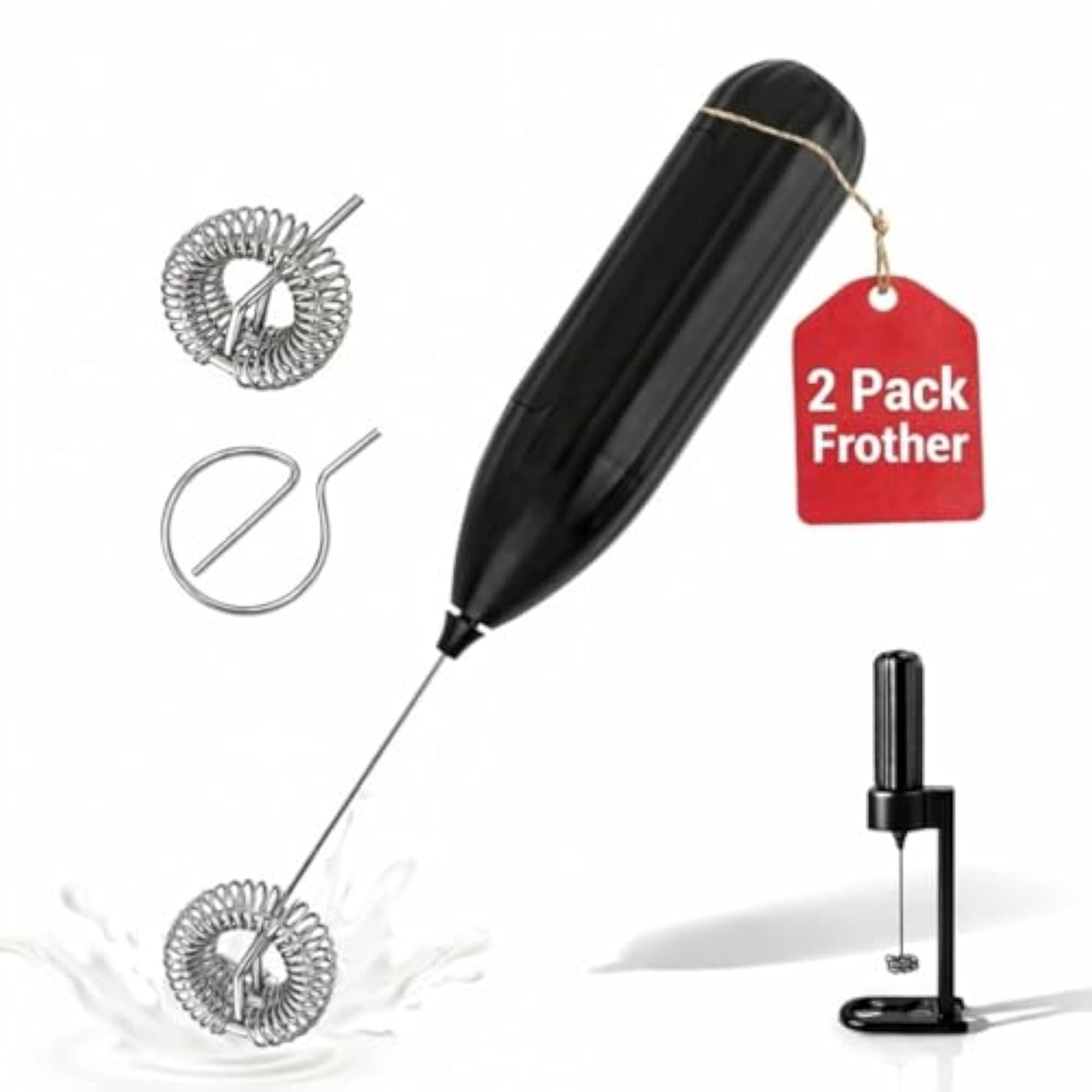Electric Coffee Frother, 2 Pcs with Storage Stand