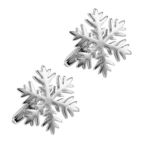 Unique Christmas Snow Snowflakes Stainless Steel Cufflinks For Men (Silver) #TOP1