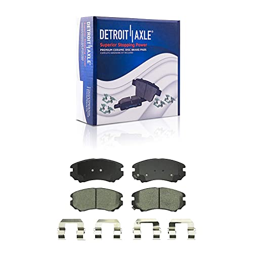 Image of Detroit Axle - Brake Kit for Hyundai Sonata Tucson Elantra Kia Sportage Optima, Front Ceramic Brake Pads w /Hardware Rear Semi-metallic Brake Shoes Replacement