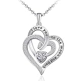 Distance Heart Necklace for Women 925 Sterling Sliver Heart Jewelry I Love You to The Moon and Back Necklaces for Mother Girlfriend Wife Mother Daughter