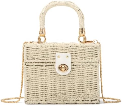 KUANG! Handwoven Rattan Bag for Women Woven Straw Square Crossbod...