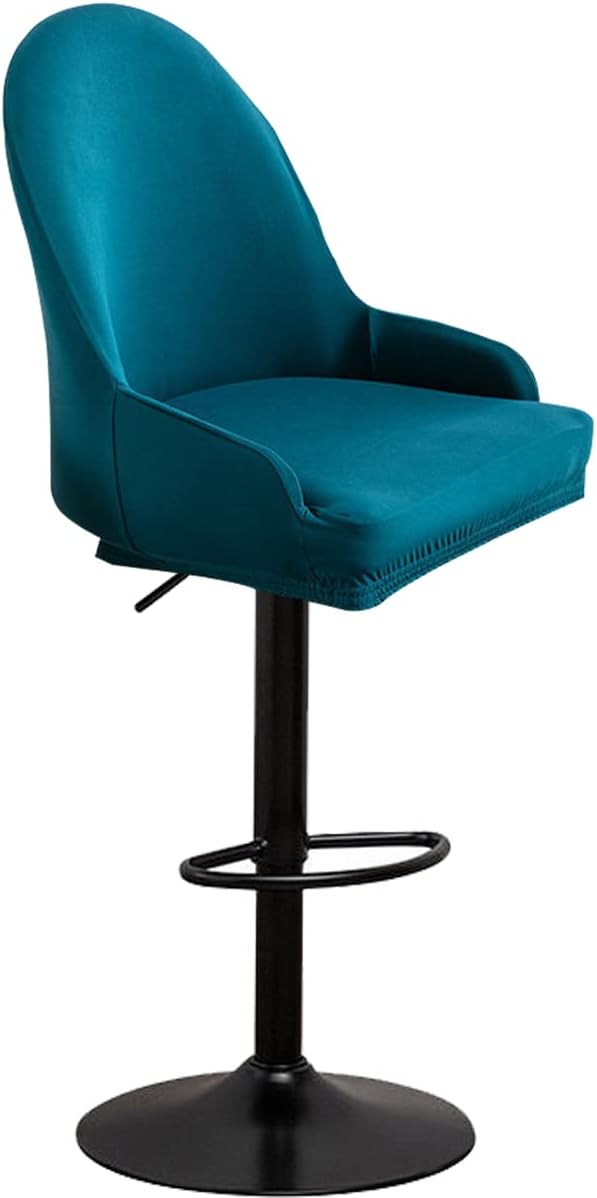Curved Back Bar Stool Slipcovers with Arms Set of 4/2/1 Bar Accent Kitchen Counter Height Chair Covers Swivel Stretch Pub Stool Slipcover for Office Dining Chair,Dark Green,2pcs