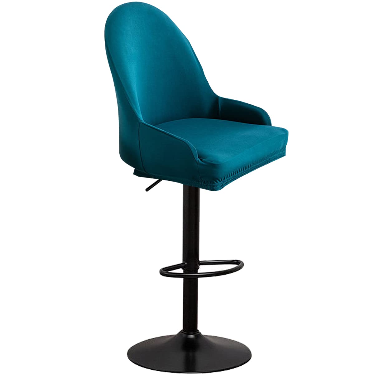 XGANGM Curved Back Bar Stool Slipcovers with Arms set of 4/2/1 Bar Accent Kitchen Counter Height Chair Covers Swivel Stretch Pub Stool Slipcover for Office Dining Chair,dark green,1pcs