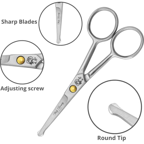 wishbeauty Kids Safety Round Tip & Curved Hair Scissors - Professional Salon & Barber Scissors for Baby (Silver, 4.5") - Image 2