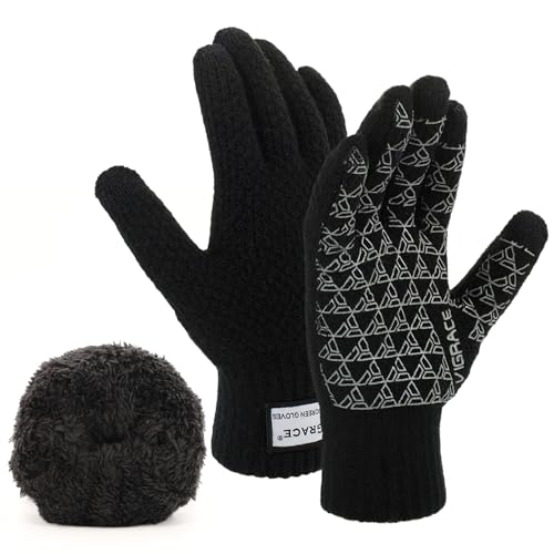 ViGrace Thickened Winter Warm Touchscreen Gloves for Men and Women Touch Screen Fleece Lined Knit...
