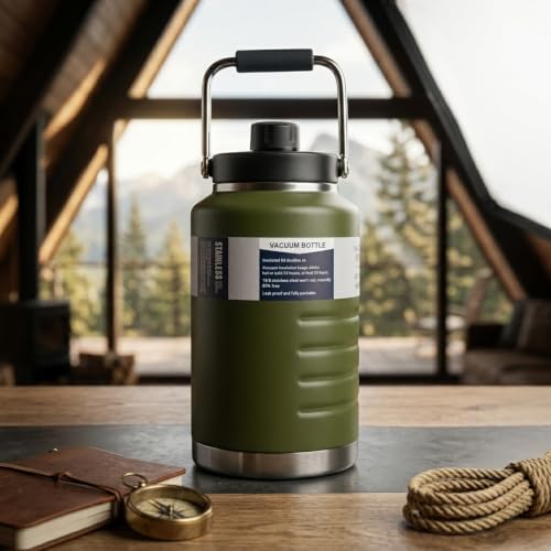 Image of Thermosteel Water Jug Insulated Tumbler with Magnet Lid 2100ml, Water from Bottle for Travel, Home, Office, School, Gym, Hotel and Dhaba 12+ Hours Hot and 18+ Hours Cold, Green