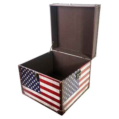 DreamsEden X-Large Vintage American Flag Box - Wooden Organizer Storage