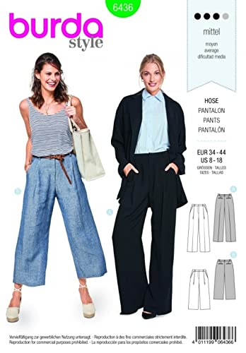 Burda Ladies Sewing Pattern 6436 Wide Leg Trousers