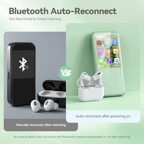 Image of AGPTEK 64GB MP3 Player with Bluetooth, M3 2.4'' Player with Speaker | with FM Radio, Touch Buttons, Supports Up to 128GB(Green)