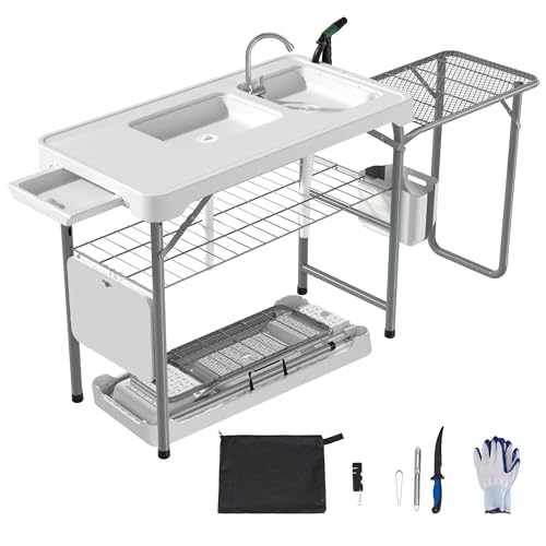 Dragosum Fish Cleaning Table with Dual Sinks