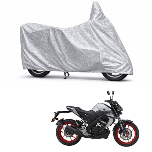Image of 100% Waterproof Two Wheeler Body Cover Multi Layered Fabric Designed for Yamaha MT-15 | Belt Buckle Lock | Silver Mag