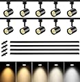 VANoopee 5-Color 10-Light LED Track Lighting Kit with 13FT H Type Track Lighting Rail, LED Track Light Heads Dimmable Modern Kitchen Track Lighting Fixtures Ceiling Spotlight, CRI90+ 10W 800lm Black