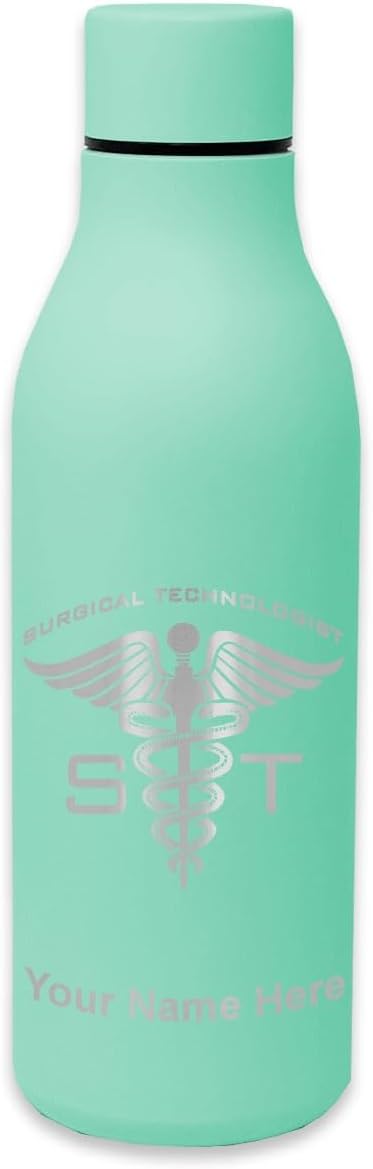 LaserGram Double Wall Stainless Steel Water Bottle, ST Surgical Technologist, Personalized Engraving Included