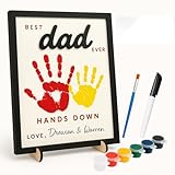 Dad Gifts for Fathers Day - Best Dad Ever Wooden Sign - Personalized DIY Birthday Gift from Daughter/Son/Kids - Best Dad Ever Hands Down for New Dad, Stepdad, Grandpa
