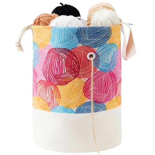 YAWIKO Yarn Bag, Multi-Functional Crochet Bag Organizer, Canvas Yarn Storage Knitting Bag...
