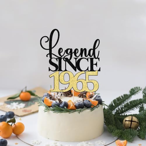 Ruscalin Legend since 1965 cake topper Black Gold 60th Birthday Cake Decoration Funny 60 and Fabulous Decoration Men and Women Party Decoration Supplies