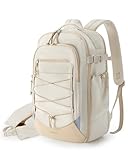BAGSMART Carry On Travel Backpack, 17 Inch Large Travel backpack Carry On Flight Approved, Anti-theft Personal Item Backpack Travel Bag With Shoe Bag, 30L Water Resistant Casual Daypack, Beige