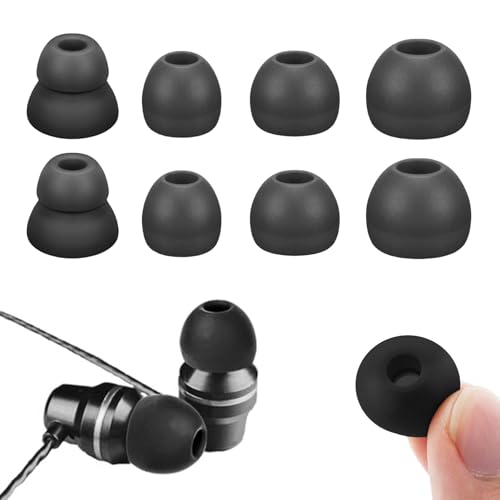 Nayyana Lot de 4 paires d'embouts de rechange en silicone souple pour la plupart des écouteurs - 4 tailles - S/M/L/D - Noir