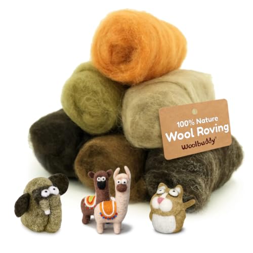 Woolbuddy Kit laine feutre, laine carde premium aiguille feutre brun