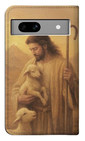 Housse pour Google Pixel 7a Merciful Jesus : étui portefeuille anti-rayure utile