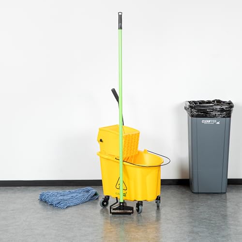 Image of Restaurantware Fiberglass Mop Handle - 60 Inches - Durable Quick Release Handle With Ergonomic Grip - Heavy-Duty Plastic Green Handle For Commercial Cleaning