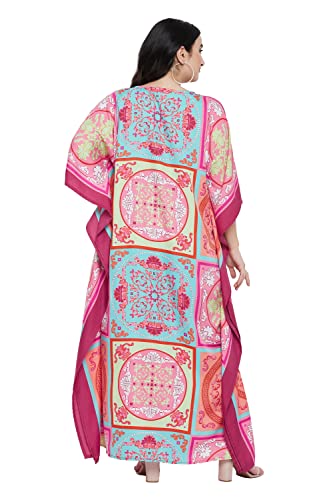 Image of Oussum Women Polyester Casual Long Plus Size Beach Caftan Cover Up Maxi Dress 1X-3X Summer Kaftan Dresses for Women